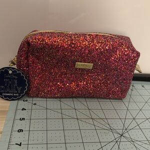 Packed Party The Daily Pink Gold Glitz Glam Glitter Cosmetic Bag Pouch NWT